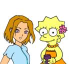 Dibujo Sakura y Lisa pintado por ester