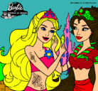 Dibujo Barbie se despiede de la reina sirena pintado por Zipi & Zape