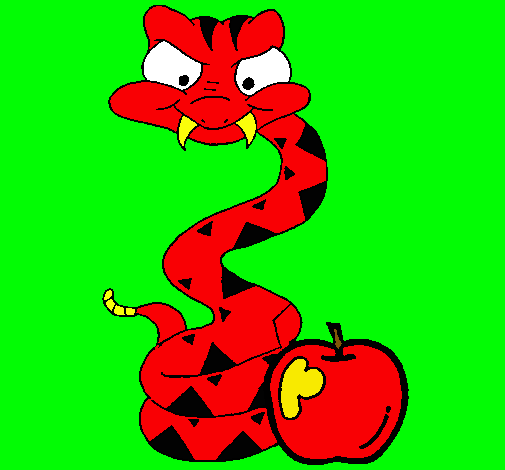 Dibujo Serpiente y manzana pintado por chido73