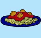Dibujo Espaguetis con carne pintado por salma