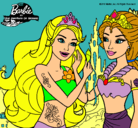 Dibujo Barbie se despiede de la reina sirena pintado por chloe