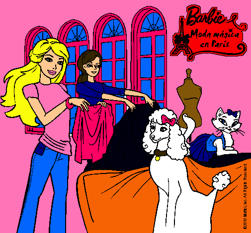 Barbie y su amiga mirando ropa