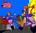 Dibujo Barbie y su amiga en moto pintado por EMILIE