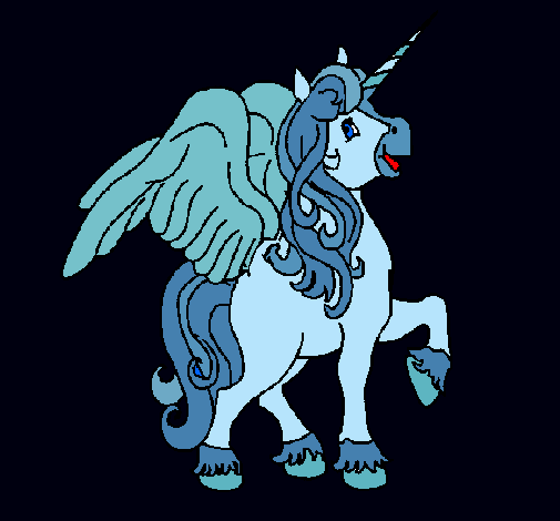 Dibujo Unicornio con alas pintado por lareina132