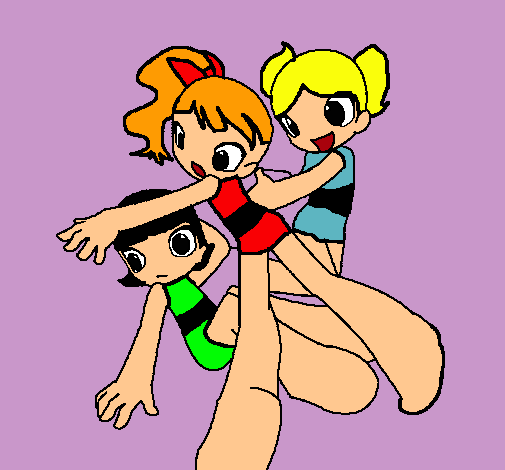 Dibujo 3 chicas pintado por pollokuki
