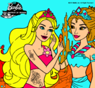 Dibujo Barbie se despiede de la reina sirena pintado por piolin