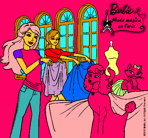 Barbie y su amiga mirando ropa