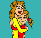 Dibujo Madre e hija abrazadas pintado por reyna