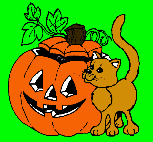 Calabaza y gato