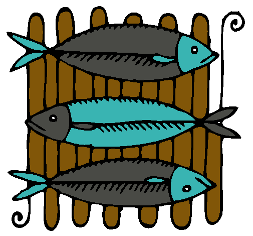 Dibujo Pescado a la brasa pintado por salma