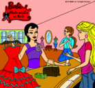Dibujo Barbie en una tienda de ropa pintado por piolina