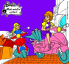 Dibujo Barbie y su amiga en moto pintado por registrado