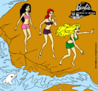 Dibujo Barbie y sus amigas en la playa pintado por princessa9