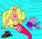 Dibujo Barbie sirena con su amiga pez pintado por Anitatsastre