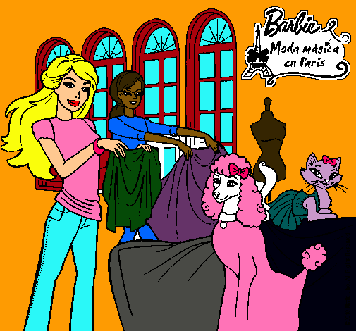 Barbie y su amiga mirando ropa