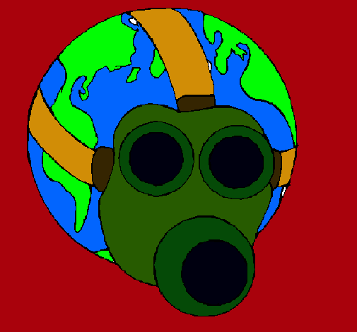 Dibujo Tierra con máscara de gas pintado por boomm