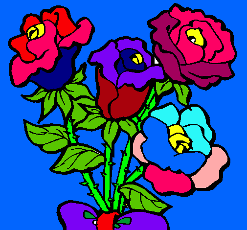 Dibujo Ramo de rosas pintado por safki