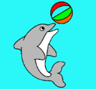 Dibujo Delfín jugando con una pelota pintado por delfi