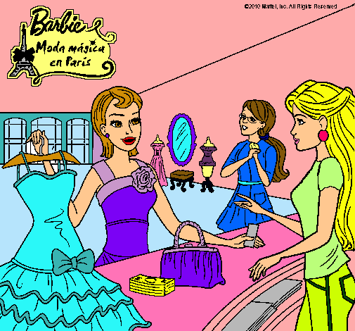 Dibujo Barbie en una tienda de ropa pintado por elisabeth 