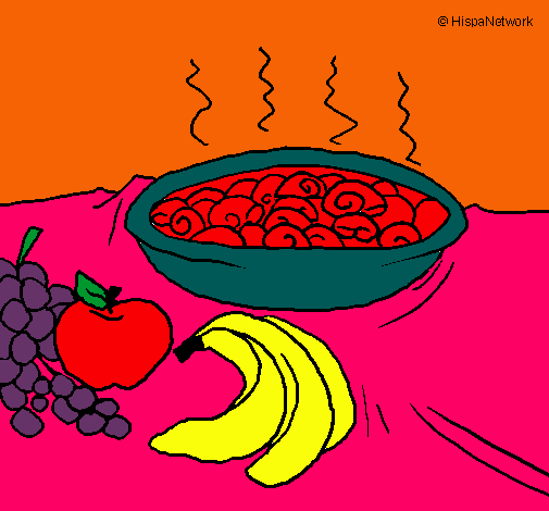 Dibujo Fruta y caracoles a la cazuela pintado por princess91