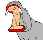 Dibujo Hipopótamo con la boca abierta pintado por aron