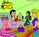 Dibujo Barbie en una tienda de ropa pintado por guardando