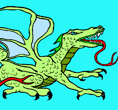 Dibujo Dragón réptil pintado por drago