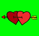 Dibujo Dos corazones con una flecha pintado por Natsu