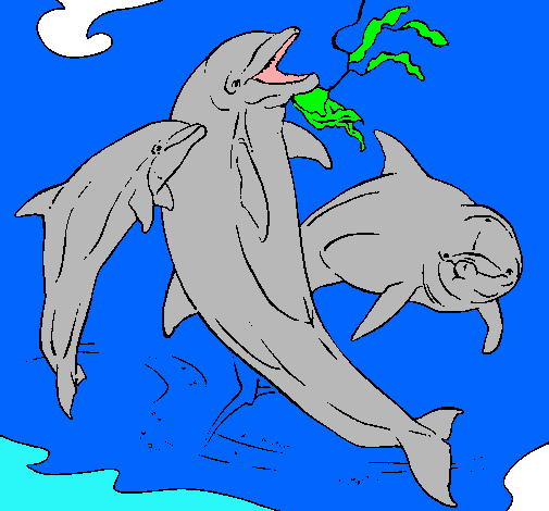 Dibujo Delfines jugando pintado por hamtaro-sami