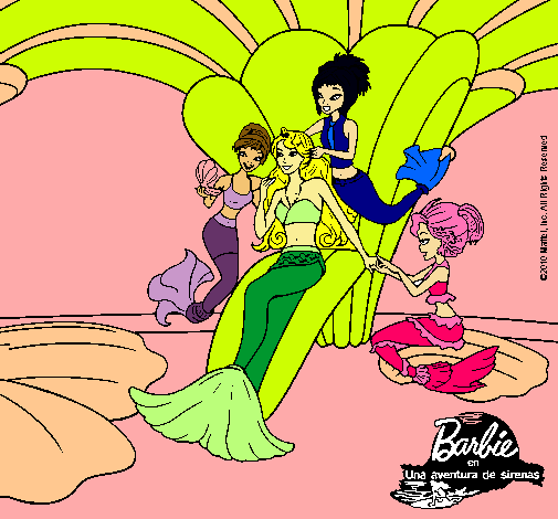 Dibujo Barbie princesa sirena pintado por princess91