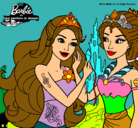 Dibujo Barbie se despiede de la reina sirena pintado por kfjmyujkngeyjfj