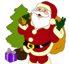 Dibujo Santa Claus y un árbol de navidad pintado por gonzzalo