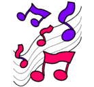 Dibujo Notas en la escala musical pintado por kity