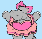 Dibujo Hipopótama con lazo pintado por hipa