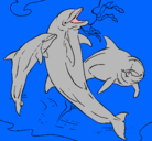 Dibujo Delfines jugando pintado por aram