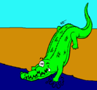 Dibujo Aligátor entrando al agua pintado por lkjhgv.ñ