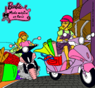 Dibujo Barbie y su amiga en moto pintado por Rosana