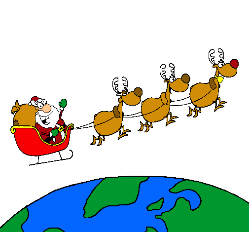 Dibujo Papa Noel repartiendo regalos 3 pintado por gonzzalo