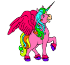 Dibujo Unicornio con alas pintado por pichula