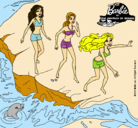Dibujo Barbie y sus amigas en la playa pintado por princess91