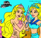 Dibujo Barbie se despiede de la reina sirena pintado por irati