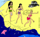 Dibujo Barbie y sus amigas en la playa pintado por mariateres