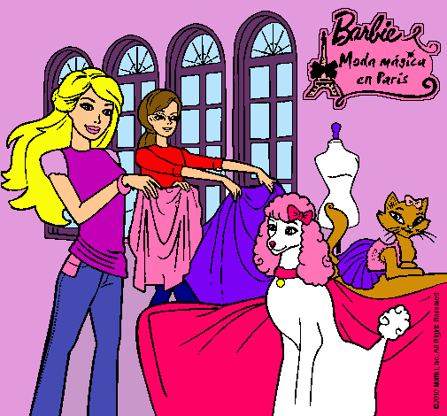 Barbie y su amiga mirando ropa