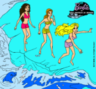 Dibujo Barbie y sus amigas en la playa pintado por keila