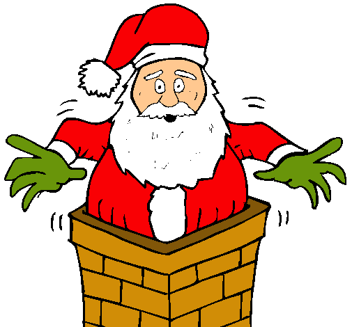Dibujo Papa Noel en la chimenea pintado por gonzzalo