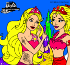 Dibujo Barbie se despiede de la reina sirena pintado por avatar