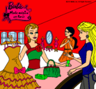 Dibujo Barbie en una tienda de ropa pintado por mafe