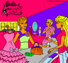 Dibujo Barbie en una tienda de ropa pintado por aqne