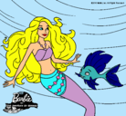 Dibujo Barbie sirena con su amiga pez pintado por georgette 
