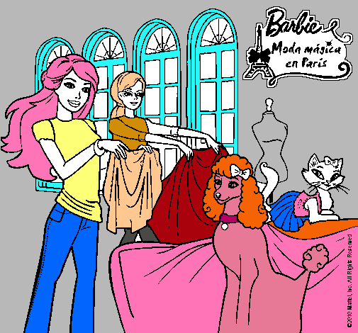 Barbie y su amiga mirando ropa